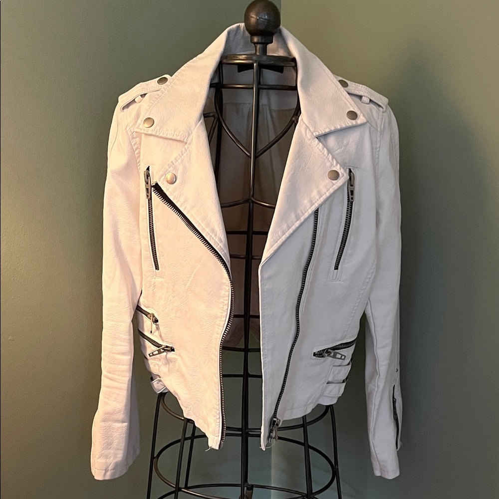 Blank NYC White Leather Biker Jacket